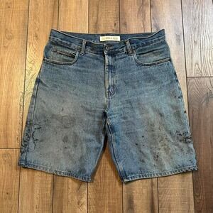 Vintage faded glory relaxed fit baggy distressed jean shorts‎ jorts size 34